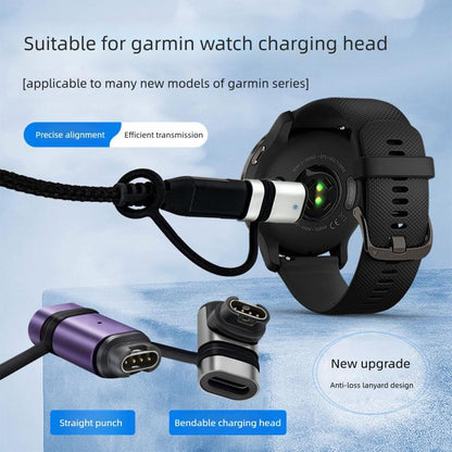 For Garmin Series Smart Watch Anti-Loss Lanyard Charging Metal Adapter, Straight-End Style, Curved-End Style