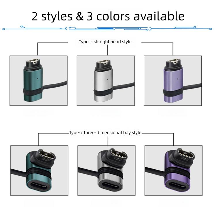 For Garmin Series Smart Watch Anti-Loss Lanyard Charging Metal Adapter, Straight-End Style, Curved-End Style