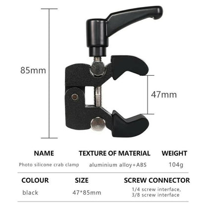 Z039 Photography Clamp 1/4 and 3/8 Thread Crab Pliers Clip For DSLR Cameras