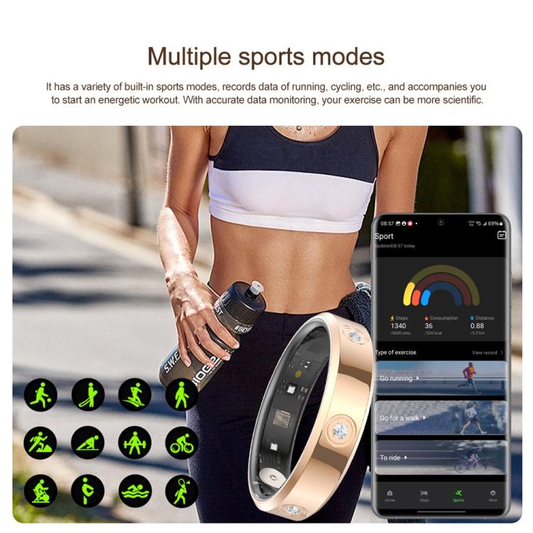 HR01 SIZE 6 Smart Ring, Support Heart Rate / Blood Oxygen / Sleep Monitoring / Female Menstrual Cycle, SIZE 6
