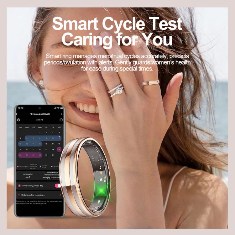 HR02 SIZE 6 Smart Ring, Supports Health Monitoring / Female Menstrual Cycle / Gesture Control, SIZE 6