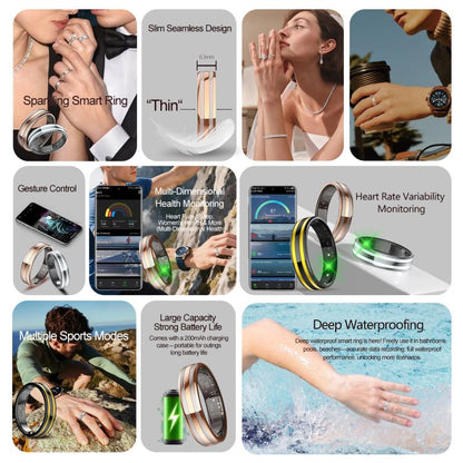 HR02 SIZE 11 Smart Ring, Supports Health Monitoring / Female Menstrual Cycle / Gesture Control, SIZE 11