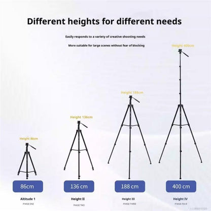 YUNTENG VCT-4000 For DSLR Phone Video 400cm Extended Professional Camera Tripod, VCT-4000