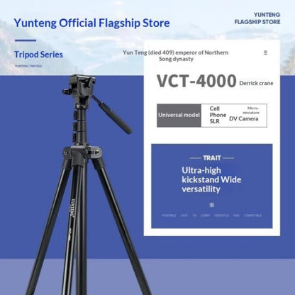 YUNTENG VCT-4000 For DSLR Phone Video 400cm Extended Professional Camera Tripod, VCT-4000