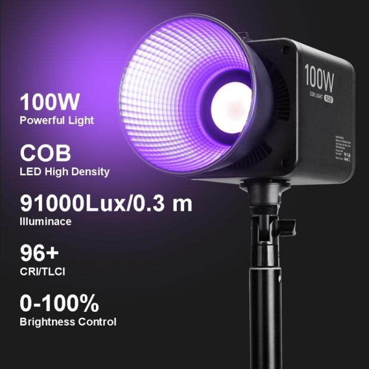 VLOGLITE P100RGB 2700K-6500K Rechargeable Studio Lighting Wireless Photography 100W COB Lamp, P100RGB