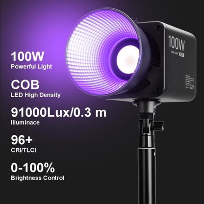 VLOGLITE P100RGB 2700K-6500K Rechargeable Studio Lighting Wireless Photography 100W COB Lamp, P100RGB