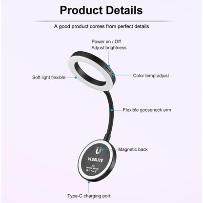 VLOGLITE M15 For Phone Reading Photography Video Lighting Mini Portable Selfie LED Light