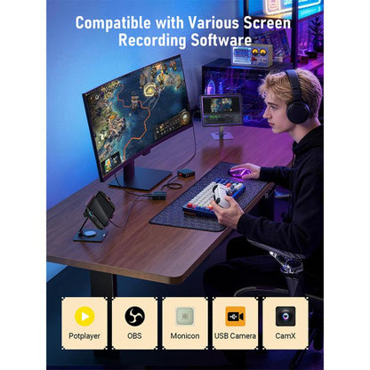 Lemorele AC12 Mini HDMI Capture Card, Type-C Low Latency Loopout Plug and Play, AC12