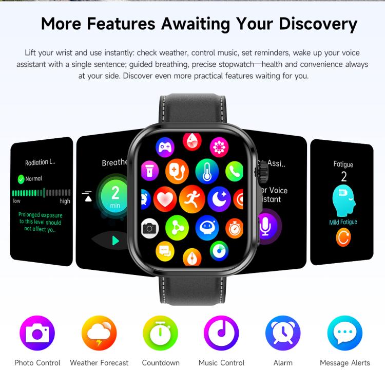 G47 1.83 inch HD Color Screen BT Calling Smart Watch Silicone Strap, Support Health Monitoring / HRV Function