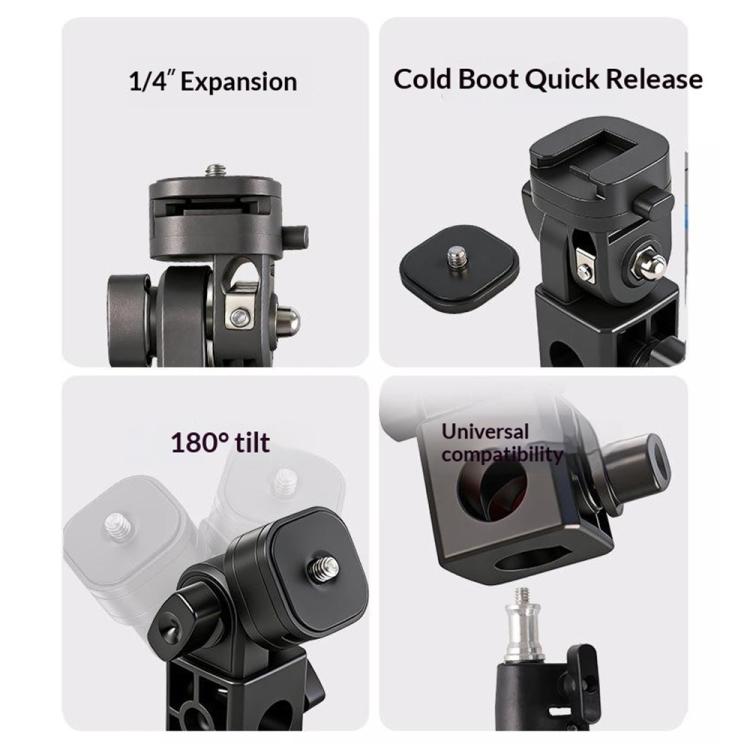 Y079 Camera Phone Fill Light 180 Degree Rotating Light Stand 1 / 4 Screw Cold Shoe Bracket