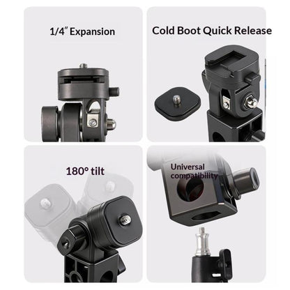Y079 Camera Phone Fill Light 180 Degree Rotating Light Stand 1 / 4 Screw Cold Shoe Bracket