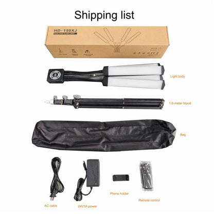 HD-150XJ 3200K-5600K Adjustable Remote Control 65W LED Photography Light 4-Arm Fill Light, US Plug, EU Plug, UK Plug, AU Plug