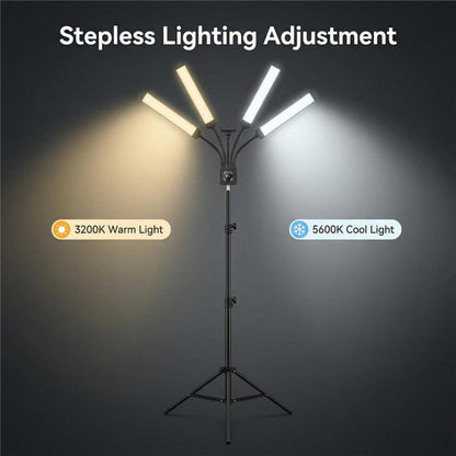 HD-150XJ 3200K-5600K Adjustable Remote Control 65W LED Photography Light 4-Arm Fill Light, US Plug, EU Plug, UK Plug, AU Plug