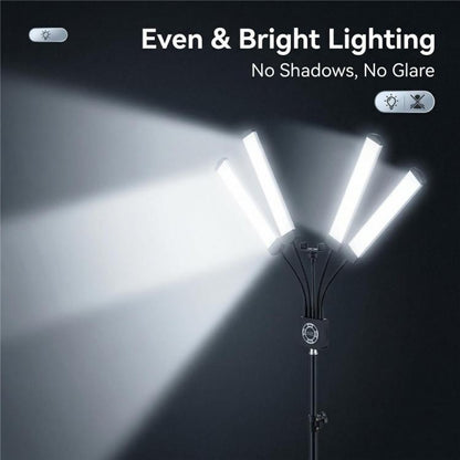 HD-150XJ 3200K-5600K Adjustable Remote Control 65W LED Photography Light 4-Arm Fill Light, US Plug, EU Plug, UK Plug, AU Plug