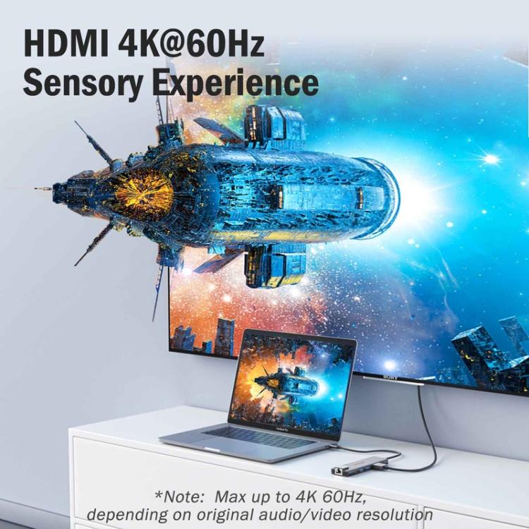 Lemorele TC44L 6 in 1 Docking Station 4K Visual Output Dual Card 100W PD Portable Connector