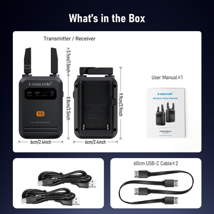 Lemorele R5000 Wireless Video Transmitter 1 In 1 Loop Out 1TX To 4RX 1080P 200M HDMI-compatible Extender