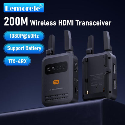 Lemorele R5000 Wireless Video Transmitter 1 In 1 Loop Out 1TX To 4RX 1080P 200M HDMI-compatible Extender