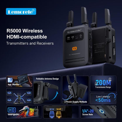 Lemorele R5000 Wireless Video Transmitter 1 In 1 Loop Out 1TX To 4RX 1080P 200M HDMI-compatible Extender