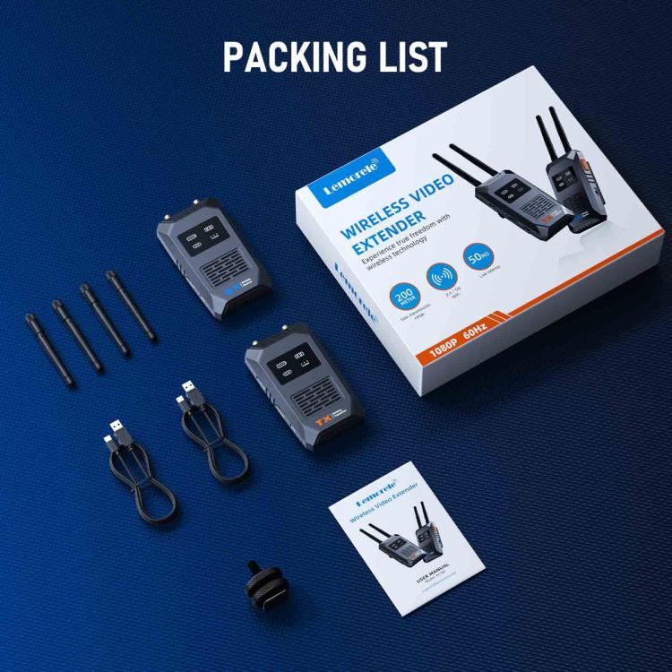 Lemorele R1100 Wireless Video Transmitter 1TX To 4RX 1080P 200M HDMI-compatible Loop Out Adapter