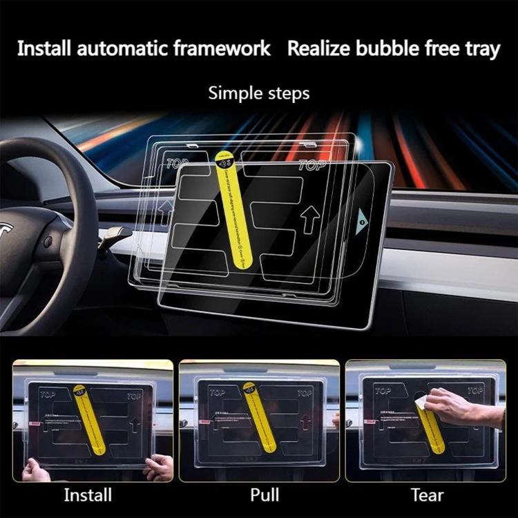 Easy Install Box Dust-Free Anti-Fingerprint Car Navigator Matte Tempered Glass Film, For Tesla Model Y Refresh 2025, For Tesla Model 3 Refresh, For Tesla Model 3 / Y