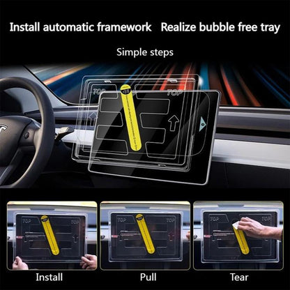 Easy Install Box Dust-Free Anti-Fingerprint Car Navigator Matte Tempered Glass Film, For Tesla Model Y Refresh 2025, For Tesla Model 3 Refresh, For Tesla Model 3 / Y
