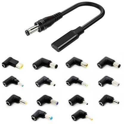 14pcs PA-100W DC Adapters 100W USB-C/Type-C Female to DC Male Cable Adapter Kit, 14 in 1