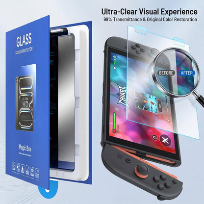 2pcs Book Box Dust-Free Chamber High-Definition Dust-Free Instant Game Console Tempered Glass Film, For Nintendo Switch 2