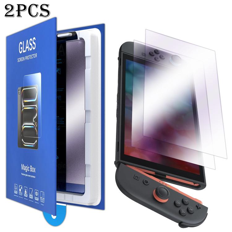 2pcs Book Box Dust-Free Chamber Purple Light Dust-Free Instant Game Console Tempered Glass Film, For Nintendo Switch 2