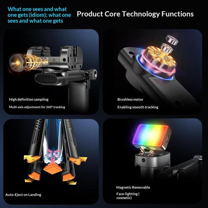 Q54 RGB Fill Light AI Gimbal Selfie Stick Face Tracking Magnetic Extendable Phone Tripod Stand, Q54
