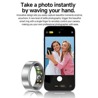 R88 Smart Ring Fitness Tracker, Supports Health Monitoring / Camera Control, Size 13, Size 14