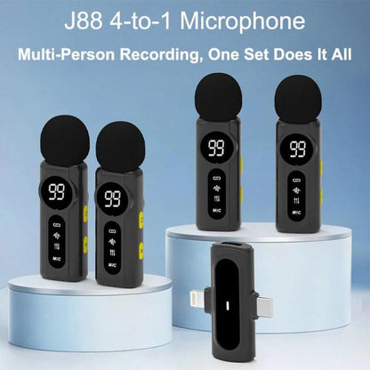 J88 Wireless Lavalier Intelligent AI Noise Reduction Digital Display Microphone for iPhone / Android, J88