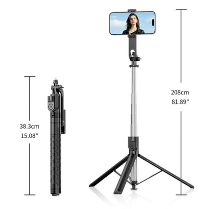 K52 With Bluetooth Remote Outdoor Travel 2.08m Extendable Selfie Stick Tripod, K52
