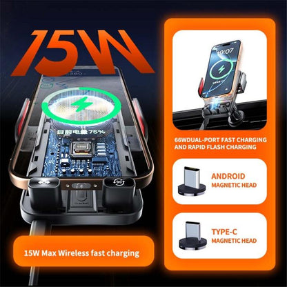 F19 15W Fast Charging Auto Clamping Magnetic Phone Holder Wireless Car Charger