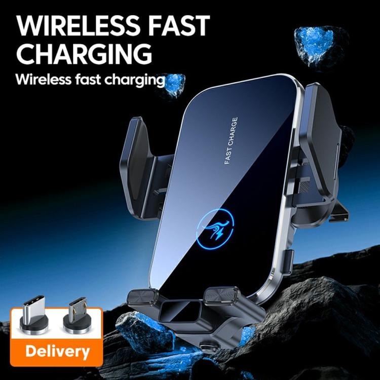 X14s 15W Wireless Car Charger 360 Degree Rotating Auto-Clamping Vent Mount Phone Holder, X14s (Silver), X14s (Tarnish)