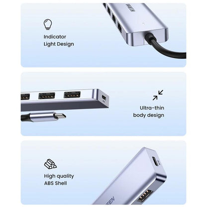UGREEN CM219 Type-C to USB 3.0 4-Port Hub 5Gbps Data Transfer Splitter