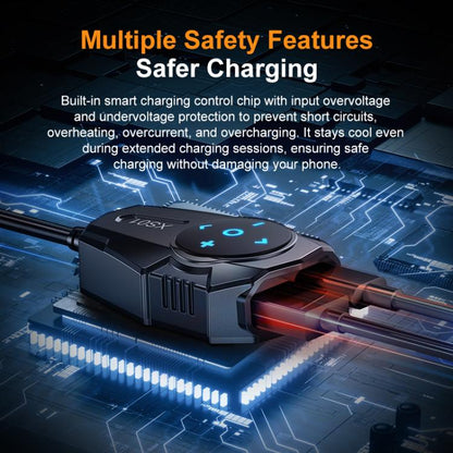 54W Waterproof Motorcycle Phone Charger USB-A & Type-C Handlebar Charger with Bluetooth Controller