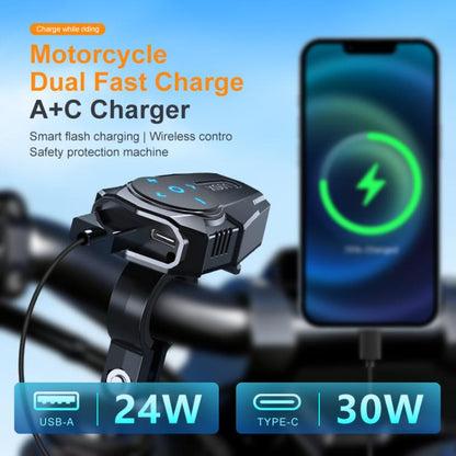 54W Waterproof Motorcycle Phone Charger USB-A & Type-C Handlebar Charger with Bluetooth Controller