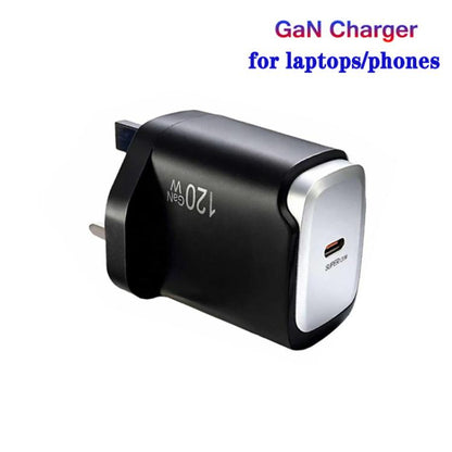 PD48 GaN 120W USB-C Fully Compatible Protocol Charger for Laptops, UK Plug, UK Plug