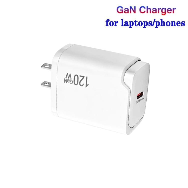 PD48 GaN 120W USB-C Laptop Power Supply with USB-C to USB-C Data Cable，US Plug, US Plug