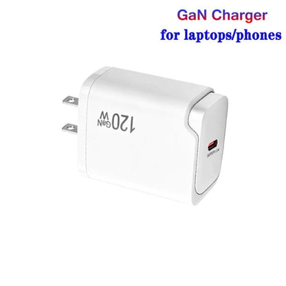 PD48 GaN 120W USB-C Laptop Power Supply with USB-C to USB-C Data Cable，US Plug, US Plug