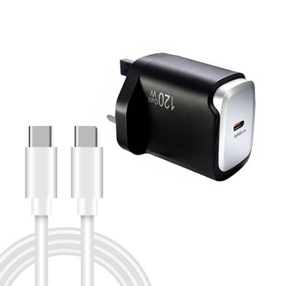PD48 GaN 120W USB-C Laptop Power Supply with USB-C to USB-C Data Cable，UK Plug, UK Plug