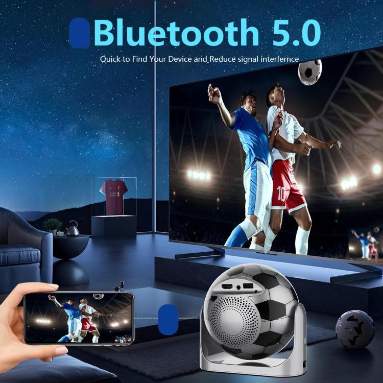 JY-360 Android 13 Football-Shaped Mini LCD Projector, Support Auto Focus, for Outdoor Home Theater, EU Plug, US Plug, UK Plug, AU Plug