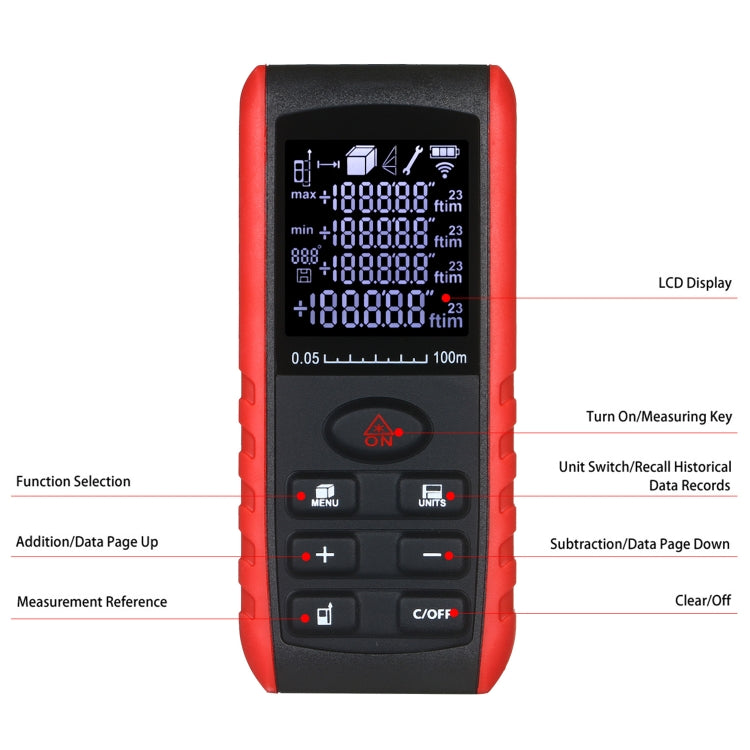 E100 Laser Rangefinder Laser Distance Meter Measuring Device Digital Handheld Tools Module Range 100m Range Finder, E100