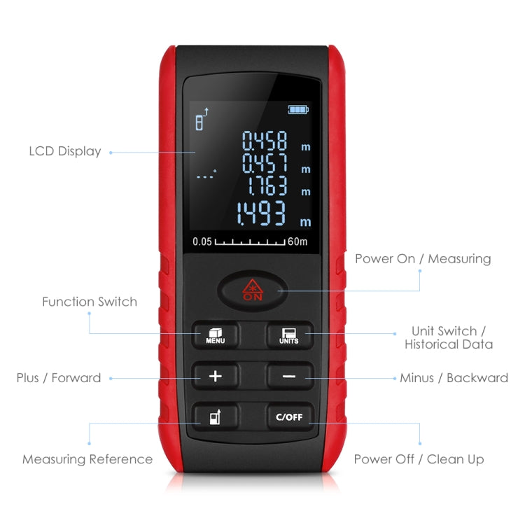 E60 Laser Rangefinder Laser Distance Meter Measuring Device Digital Handheld Tools Module Range 60m Range Finder, E60