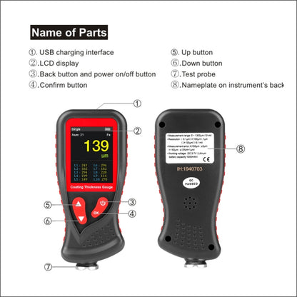 GT230 Thickness Gauges Paint Coating Thickness Gauge Car Film Digital Thickness Gauge Tester Rechargeable Thickness Gauge, GT230