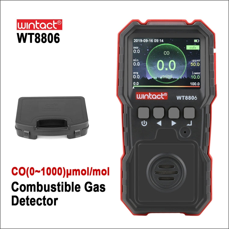 WINTACT WT8806 Carbon Monoxide Monitor Professional Rechargeable Gas Sensor High Sensitive Poisoning Sound-light Vibration Alarm CO Detector