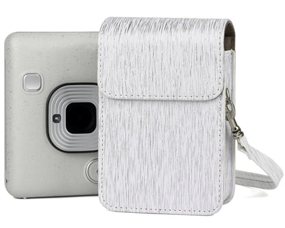 Richwell Brushed Camera Case PU Leather Case for Fujifilm Instax Mini Liplay Instant Camera, Black, White, Gold