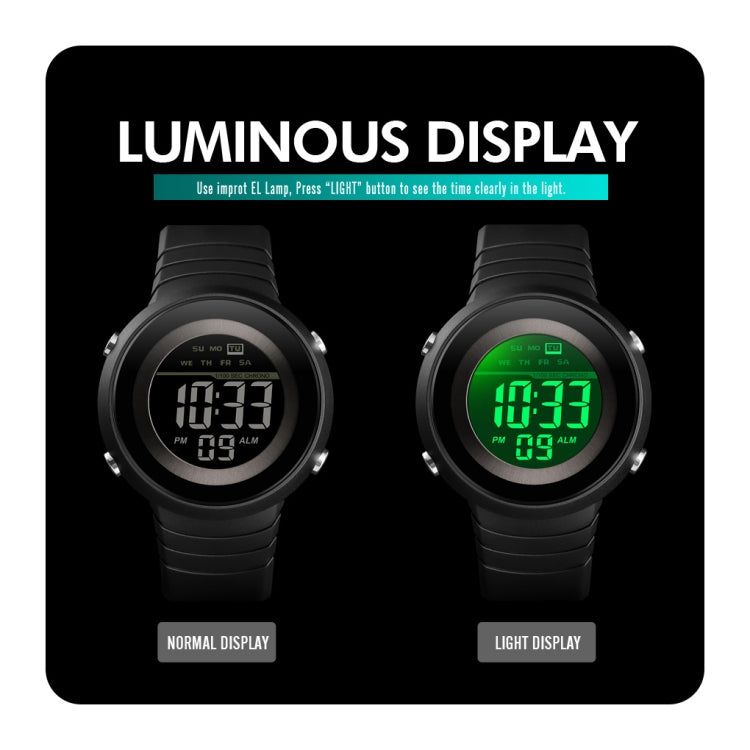 SKMEI 1497 Fashion Simple Backlight Single Display Electronic Watch Timing Alarm Watch