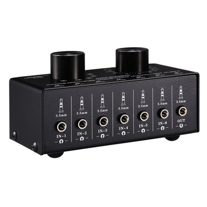 B017 6 Input 1 Output Audio Signal Selection Switcher Output Volume Adjustment Control 3.5mm Interface