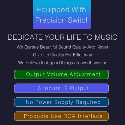 B026 6 Input 2 Output Or 2 Input 6 Output Audio Signal Source Selection Switcher RCA Port